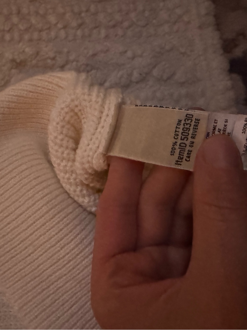 LL bean cream sweater 100% cotton size large - Picture 4 of 9